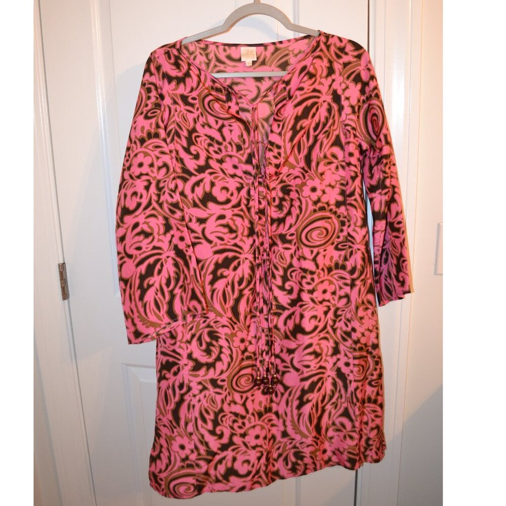 Milly Cabana Pink/Brown/Gold beach or pool cover up